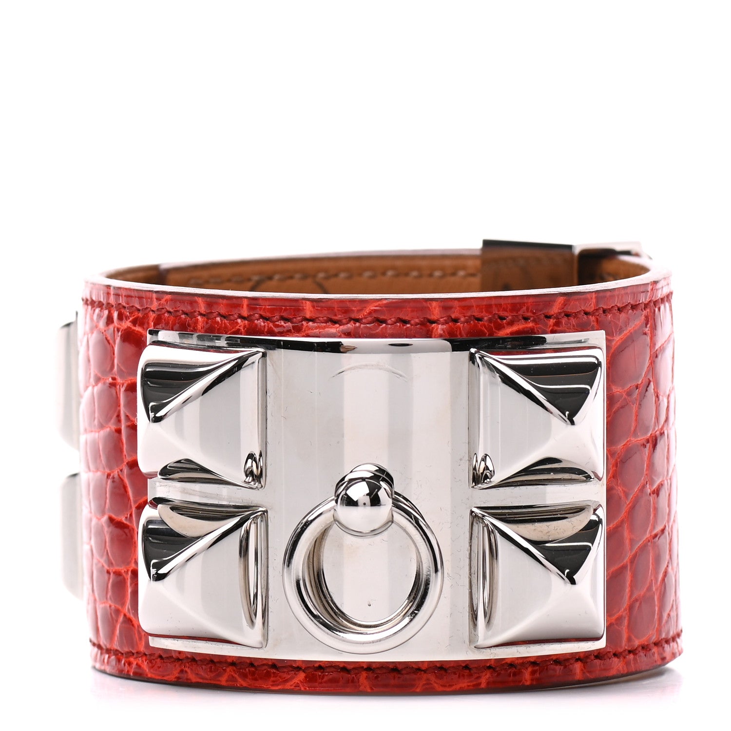 Hermes Shiny Alligator Collier De Chien CDC Bracelet S Sanguine 3 of 6