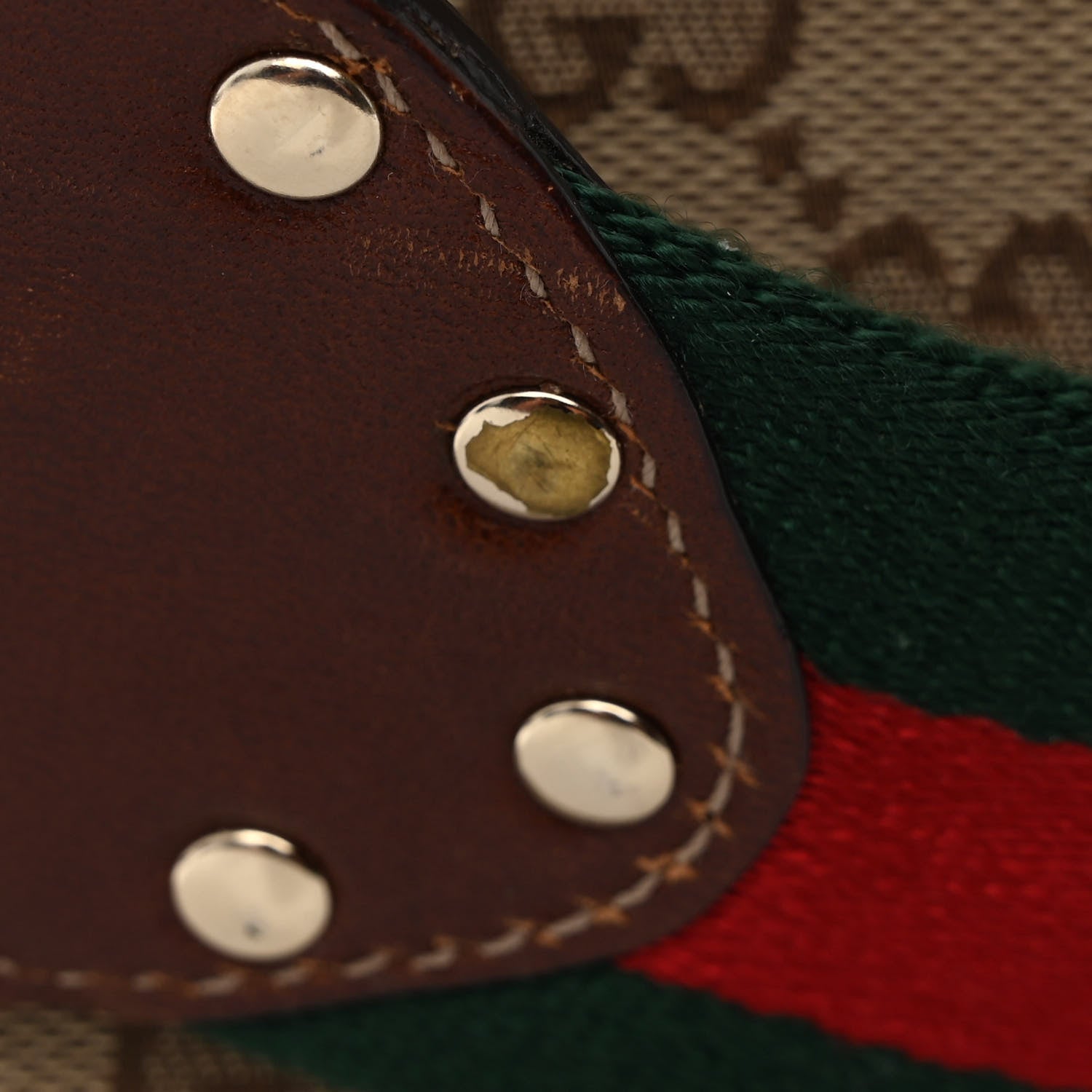 Gucci Monogram Web Studded Pelham Shoulder Bag Dark Brown 11 of 12