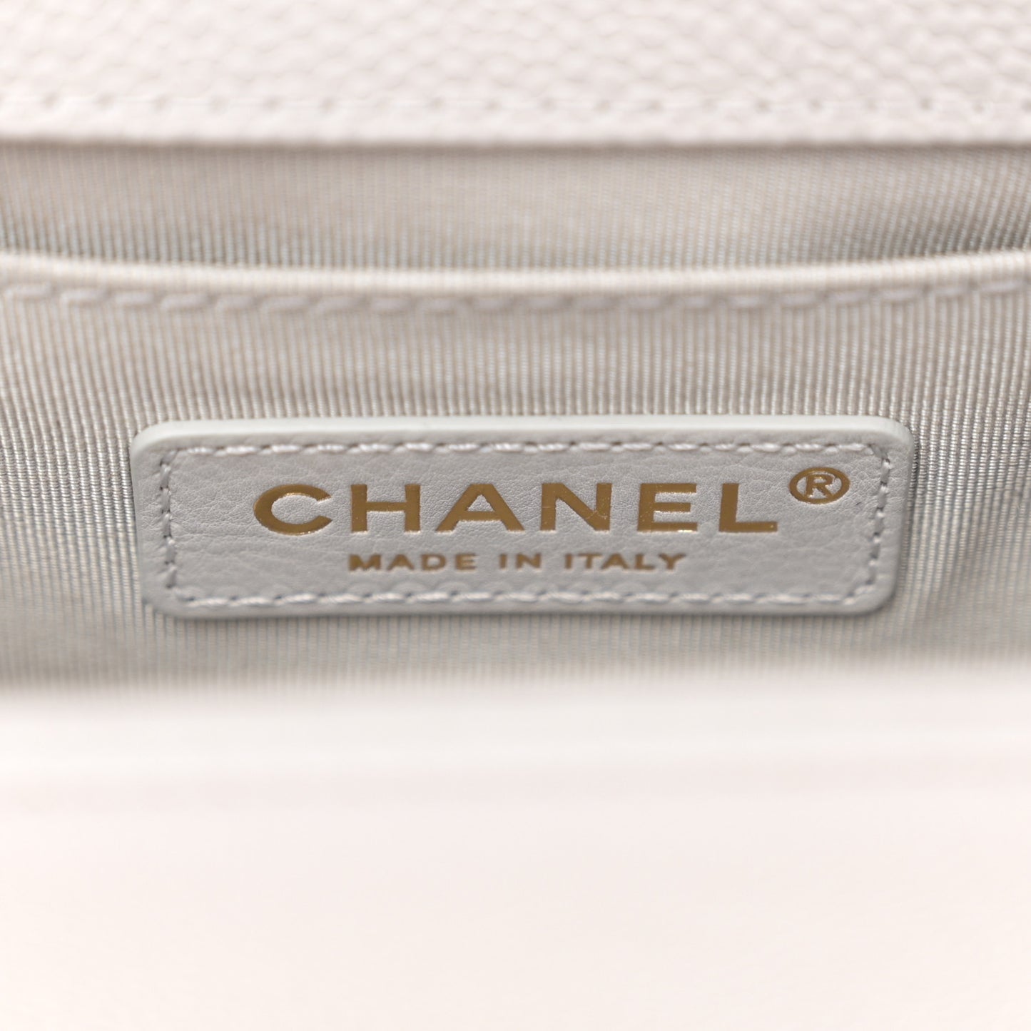 Caviar Quilted Small Boy Flap Light Grey