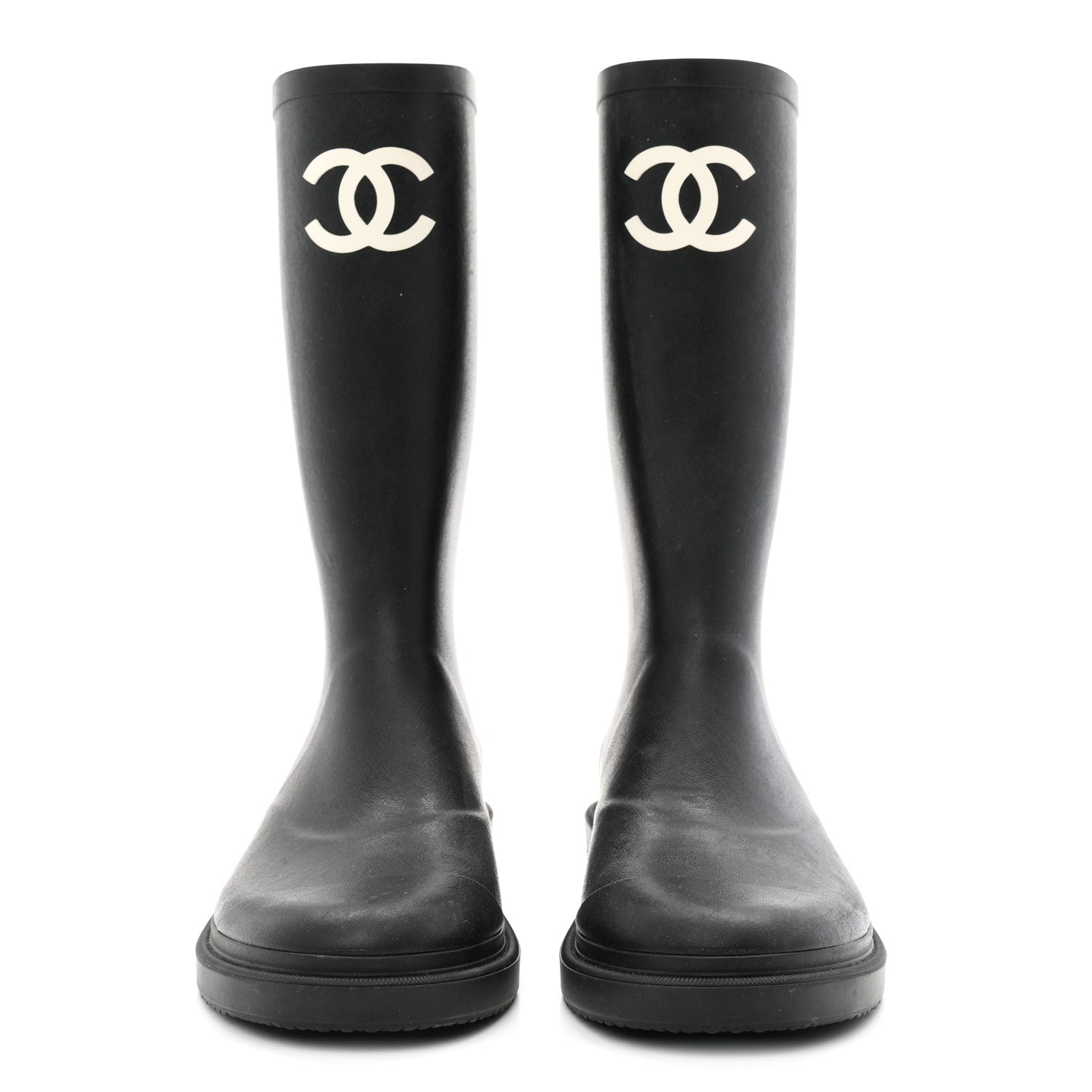 Chanel Caoutchouk CC High Boots 38 Black 3 of 9