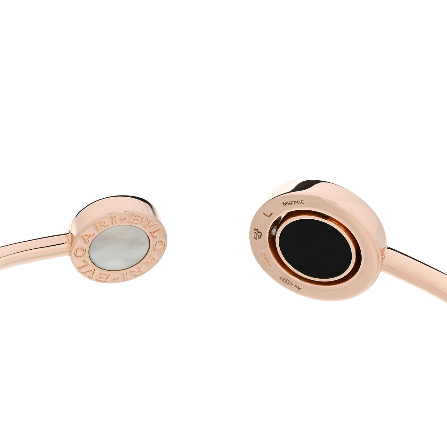 18K Rose Gold Mother of Pearl Malachite Black Onyx BVLGARI BVLGARI Flip Cuff Bracelet L