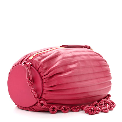 Loewe Lambskin Pleated Bracelet Pouch Chain Shoulder Bag Ruby Red Glaze 3 of 9
