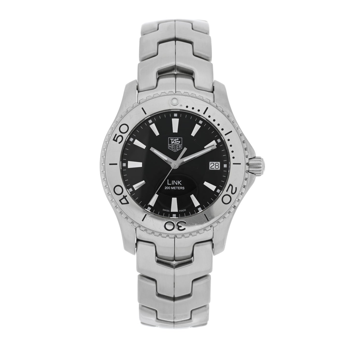 Stainless Steel 38mm Link Quartz Watch Black WJ1110