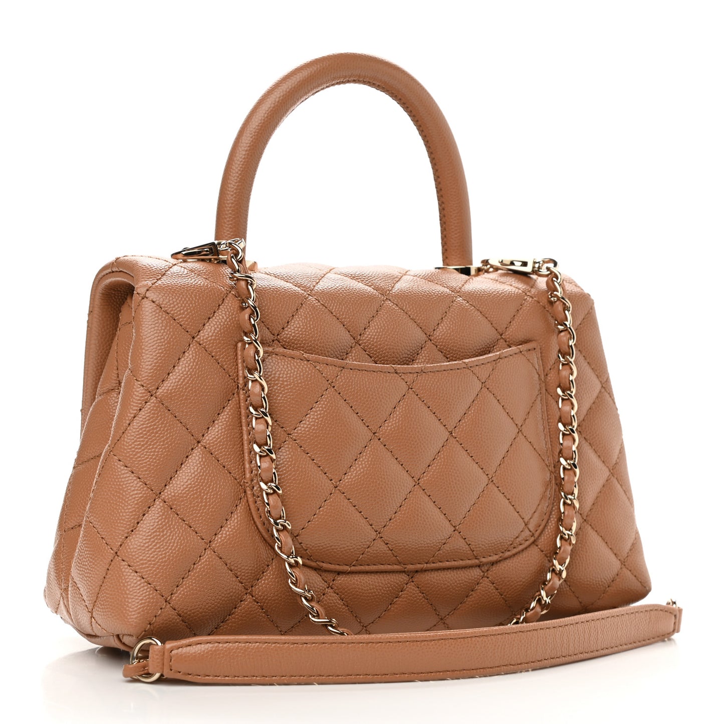 Caviar Quilted Mini Coco Handle Flap Brown