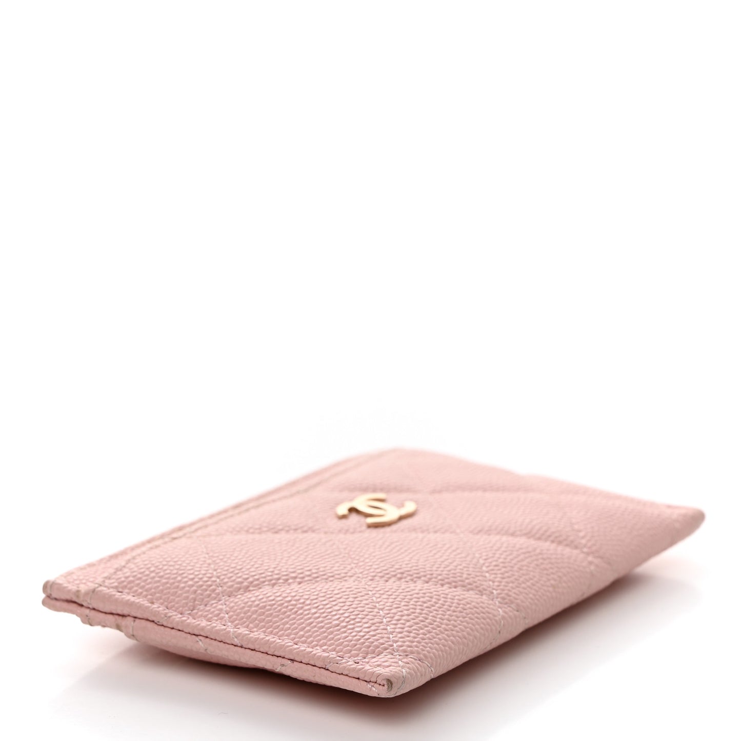 Caviar Quilted Card Holder Light Pink