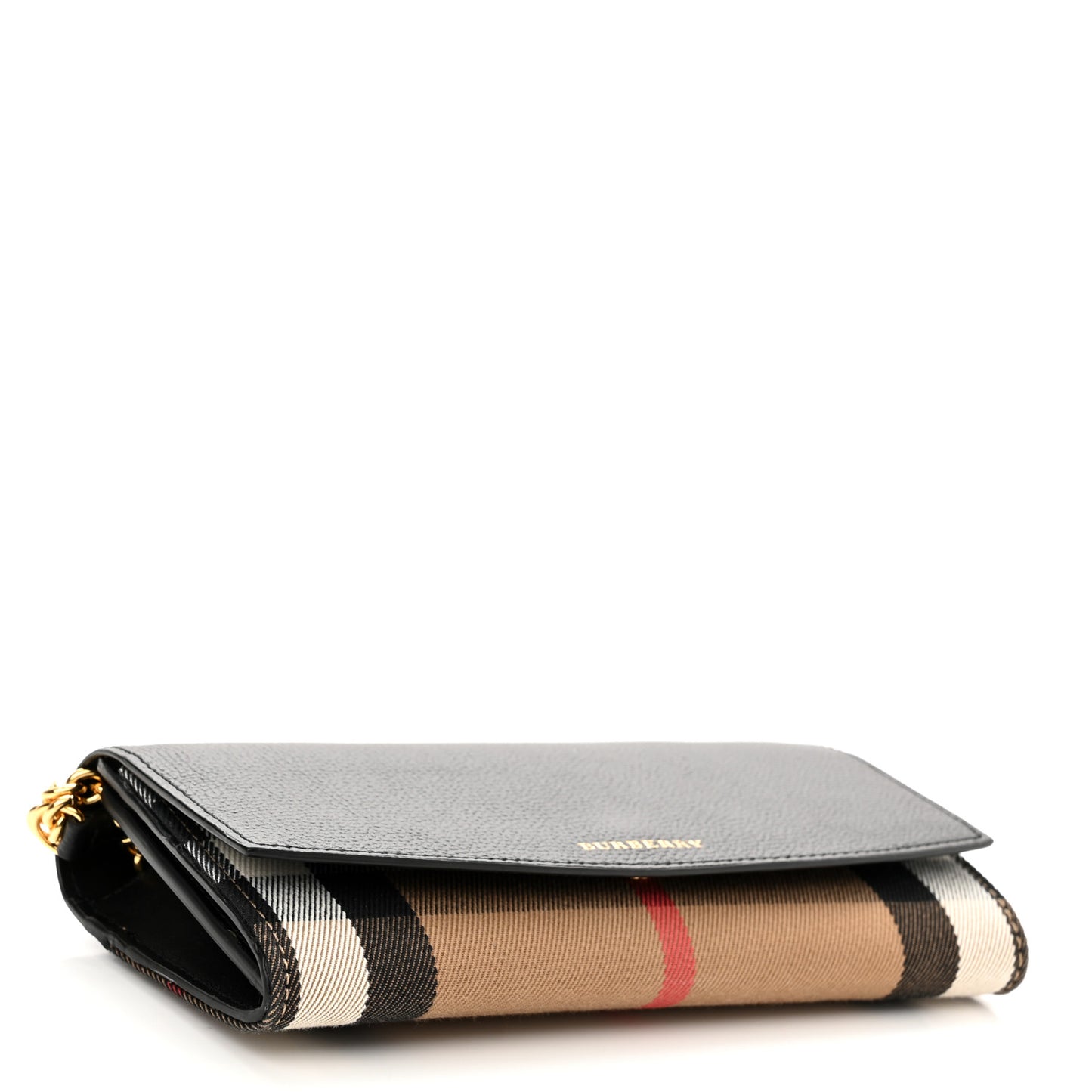 Grainy Calfskin House Check Henley Wallet On Chain Black