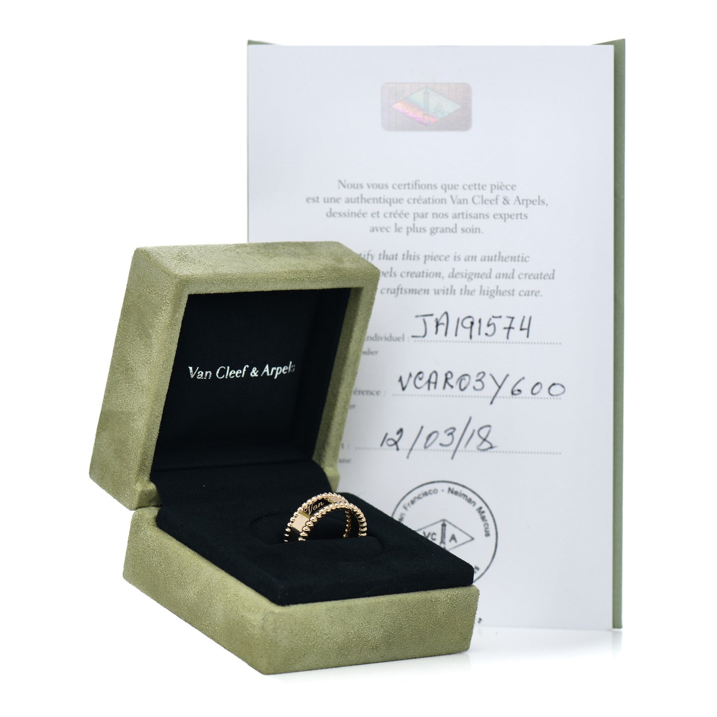 18K Yellow Gold Perlee Signature Ring 54 6.75