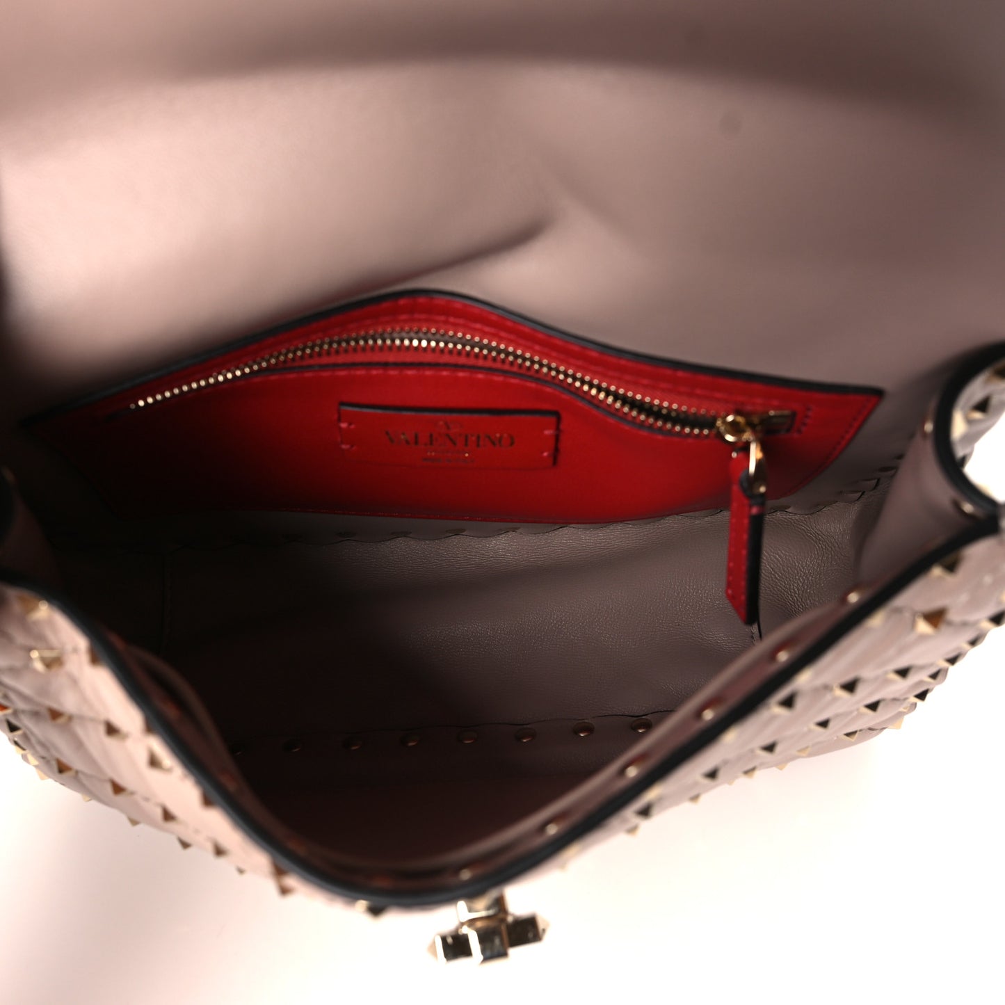 Lambskin Medium Rockstud Spike Shoulder Bag Poudre