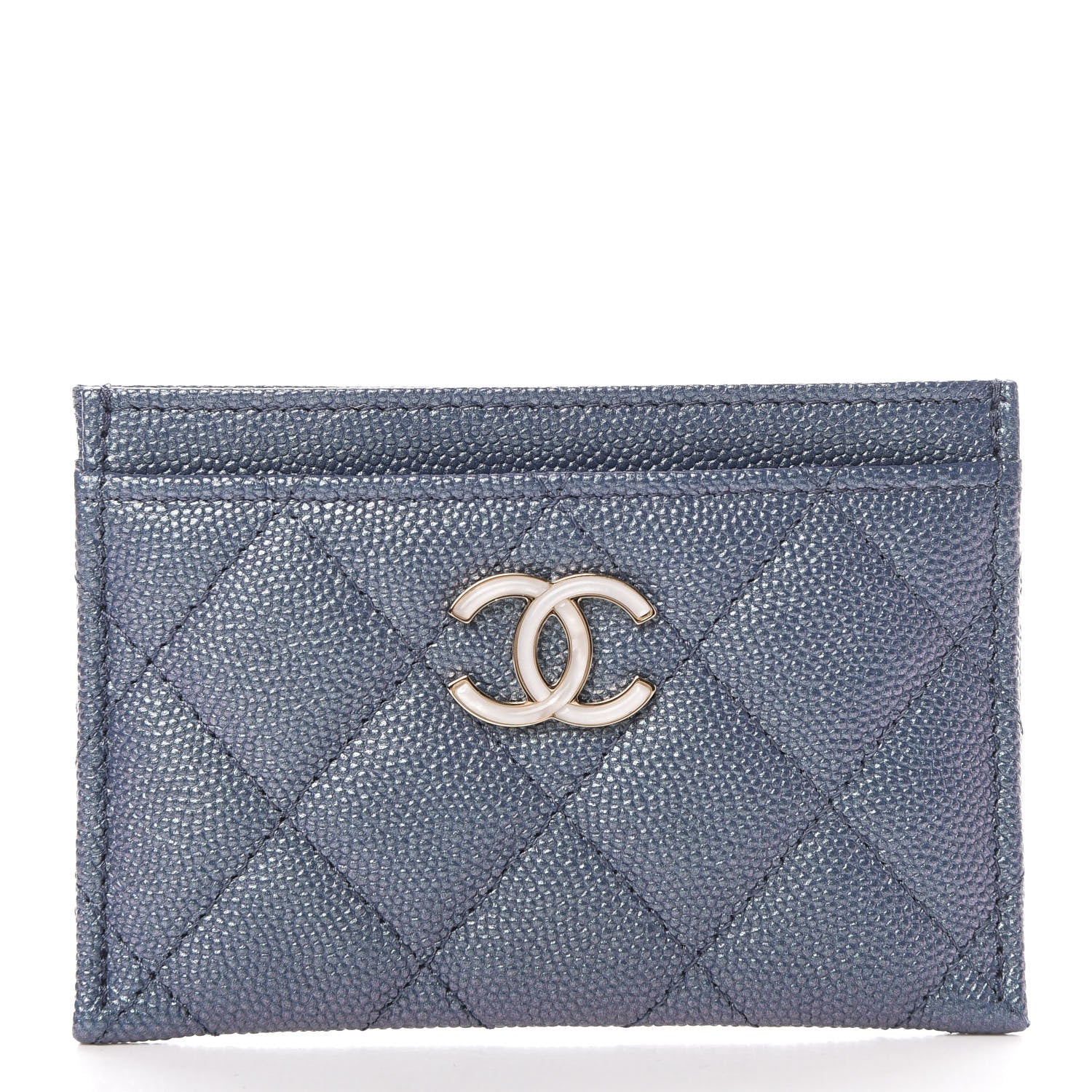 Chanel Iridescent Caviar Quilted Card Holder Dark Blue 1 of 9