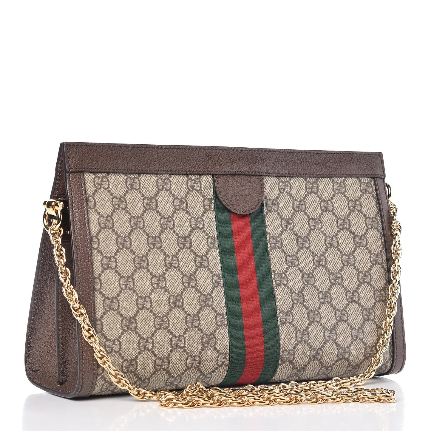 GG Supreme Monogram Web Medium Ophidia Chain Shoulder Bag Brown