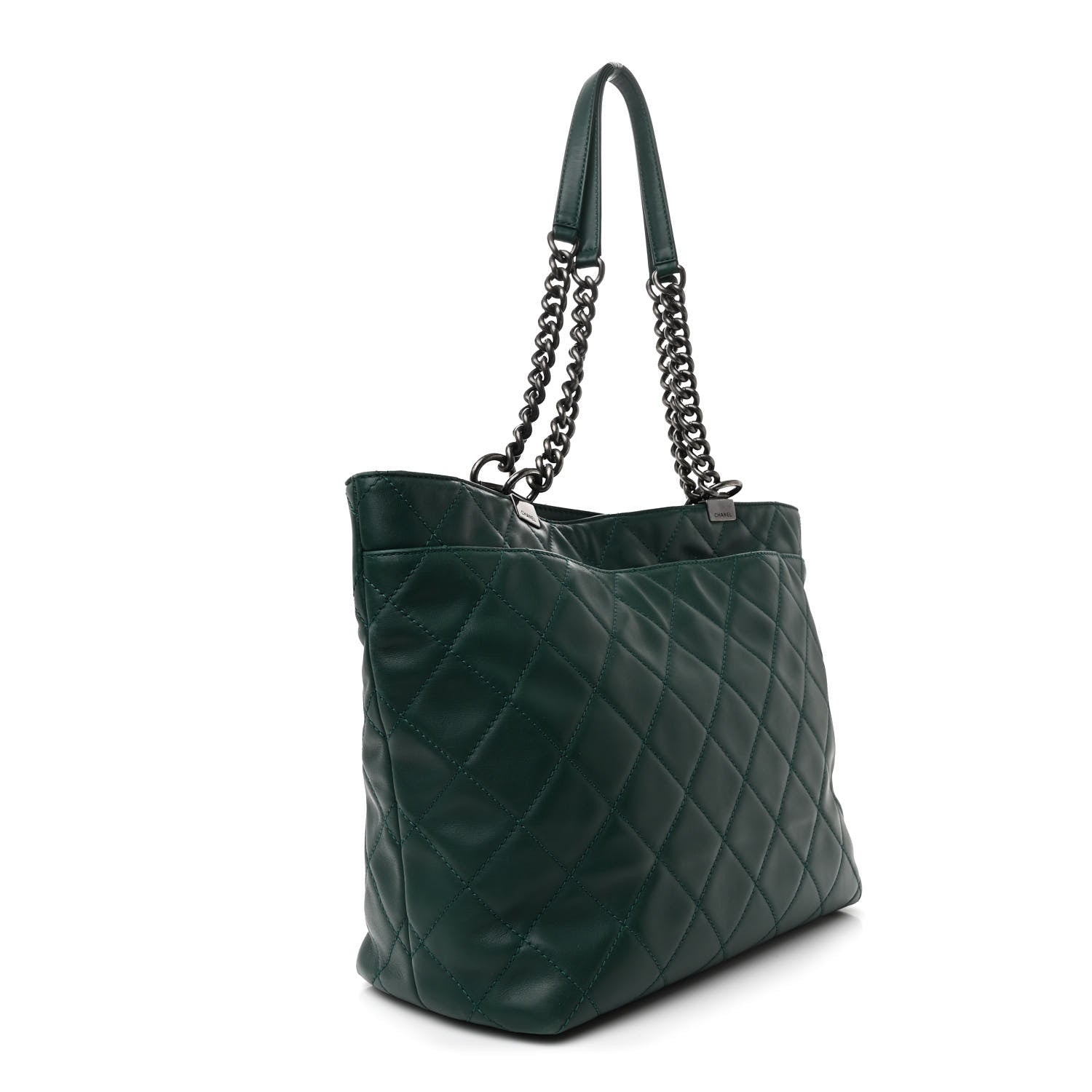 Chanel Calfskin Quilted Large Shopping In Chains Tote Green 3 of 13
