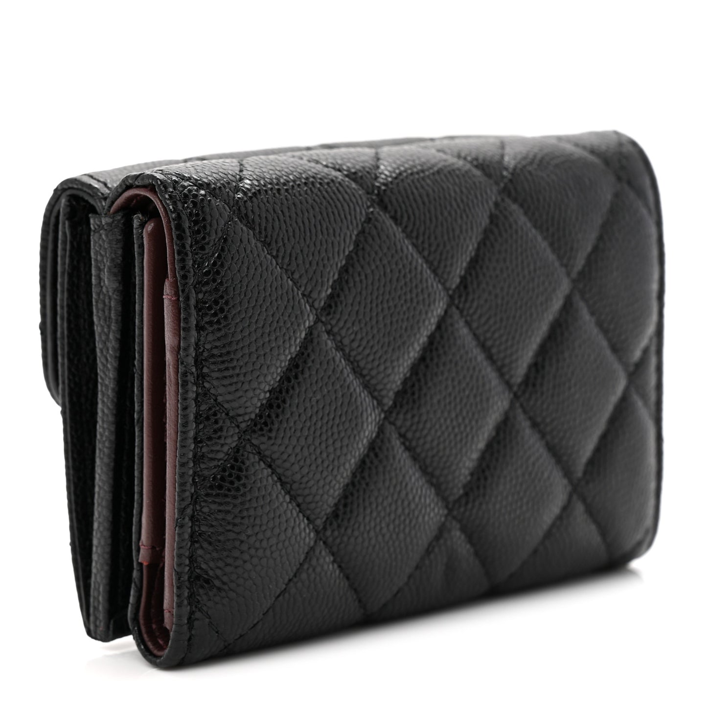Caviar Quilted Double Flap Wallet Black