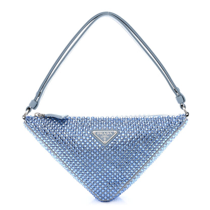 Prada Satin Crystal Triangle Pouch Celeste 1 of 11