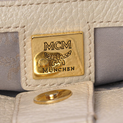 MCM Grained Calfskin Studded Tote White 7 of 19