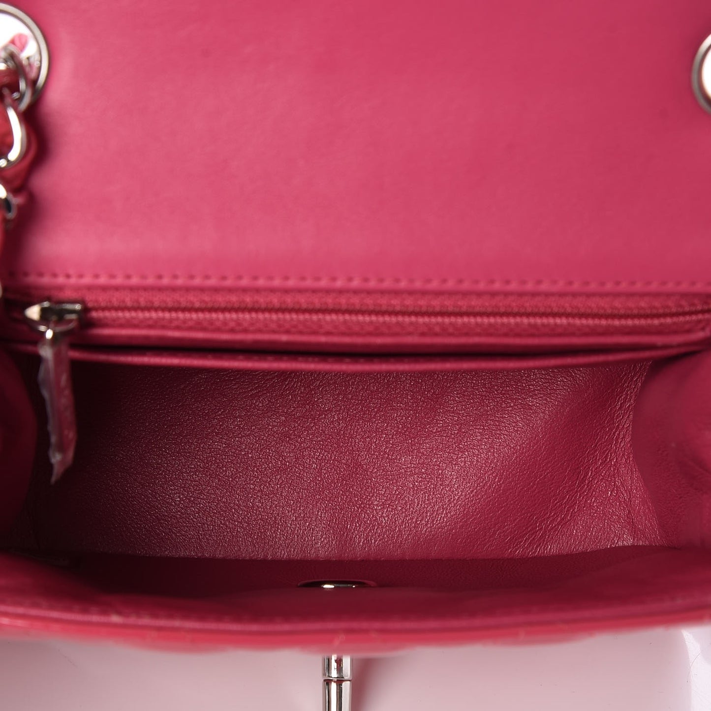 Patent Quilted Mini Square Flap Fuchsia
