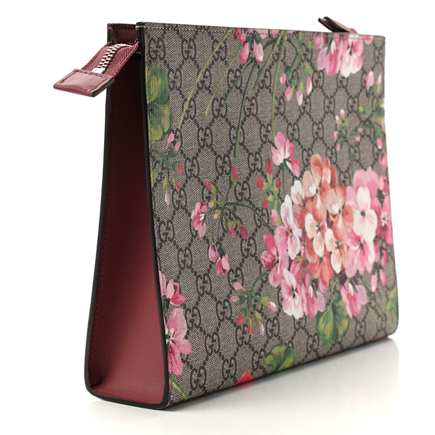 GG Supreme Monogram Blooms Large Cosmetic Case Beige Multicolor Dry Rose