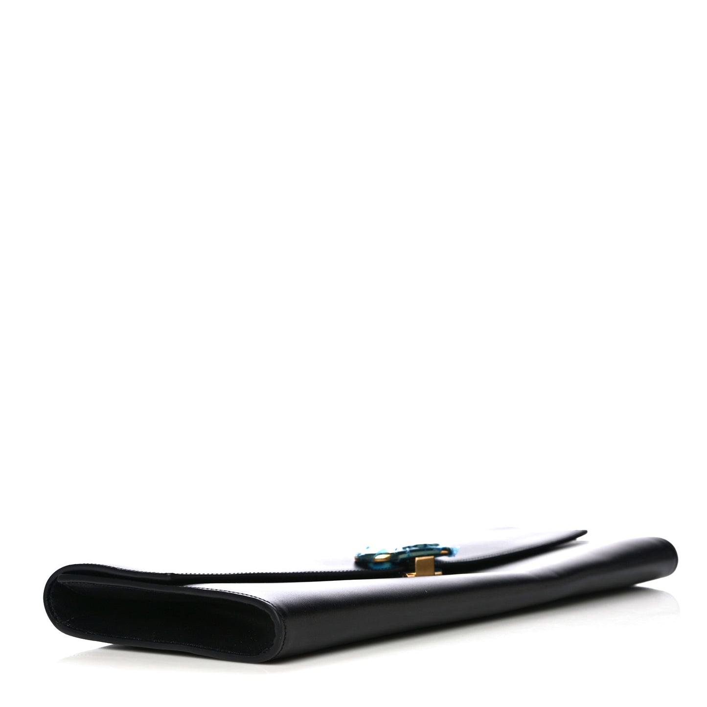 Shiny Calfskin Maillon Triomphe Clutch Black