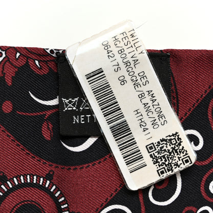 Hermes Silk Festival Des Amazones Twilly Bourgogne White Black 3 of 4