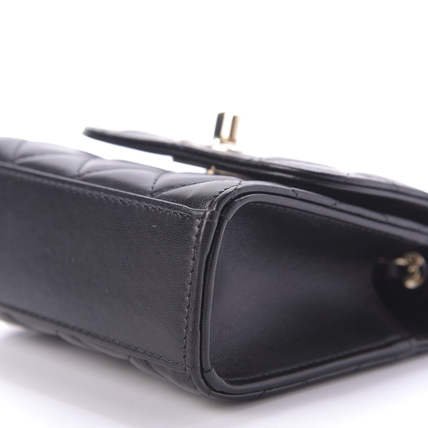 Lambskin Quilted Mini Trendy CC Chain Wallet Black