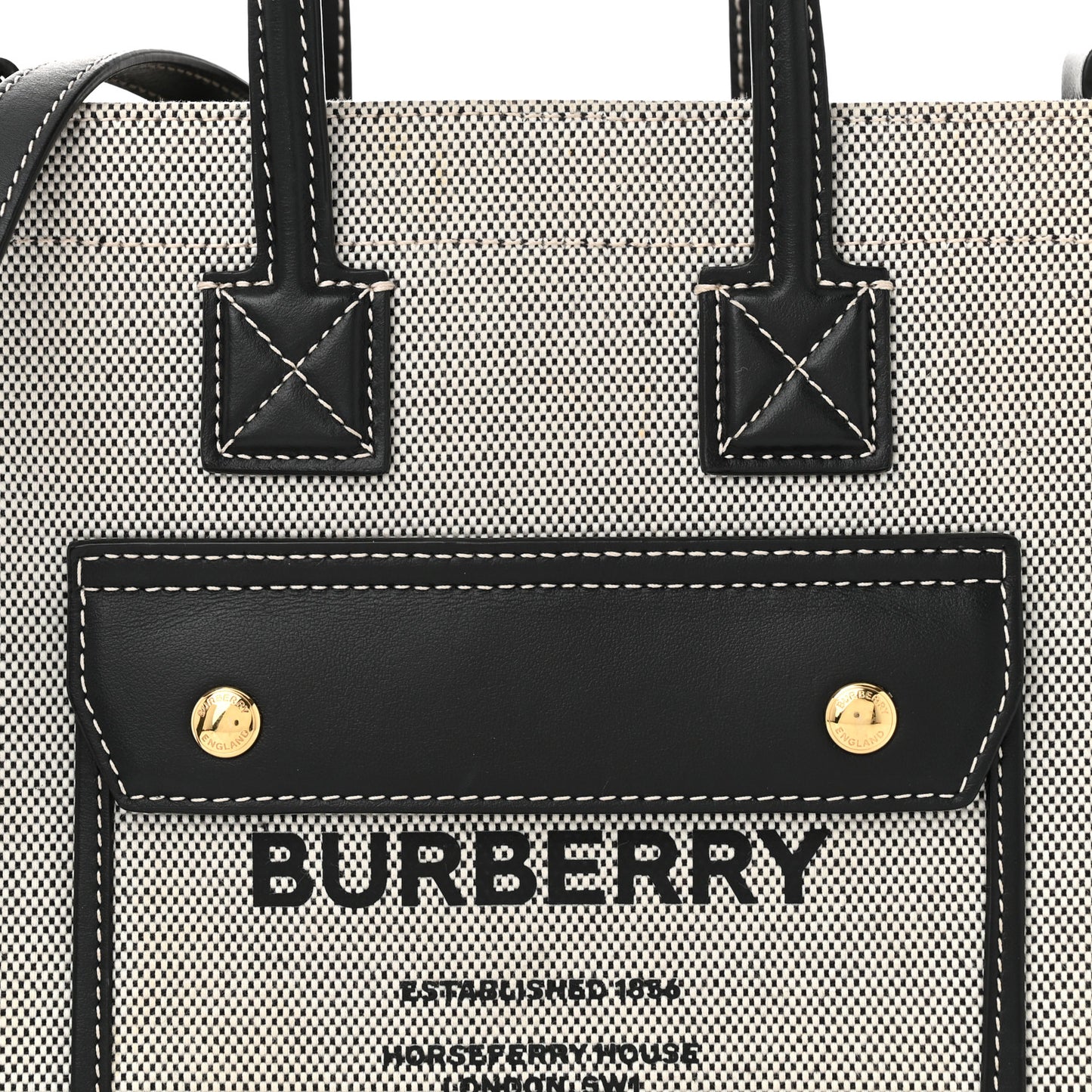 Canvas Smooth Calfskin Mini Two Tone Freya Tote Black