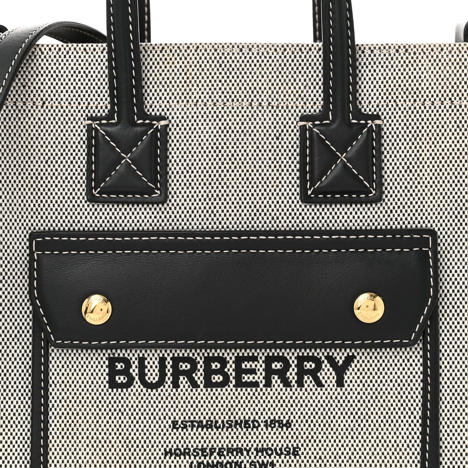 Burberry Canvas Smooth Calfskin Mini Two Tone Freya Tote Black 8 of 11