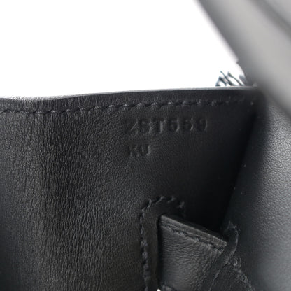 Hermes Swift Twill H Fray Fray Birkin 35 Black Ecru 7 of 11