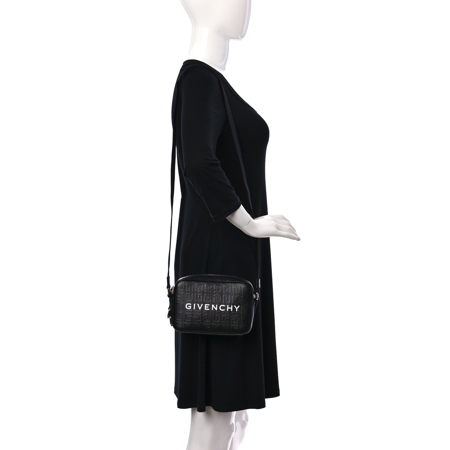 Coated Canvas Logo Embossed G Essentials Camera Bag Black