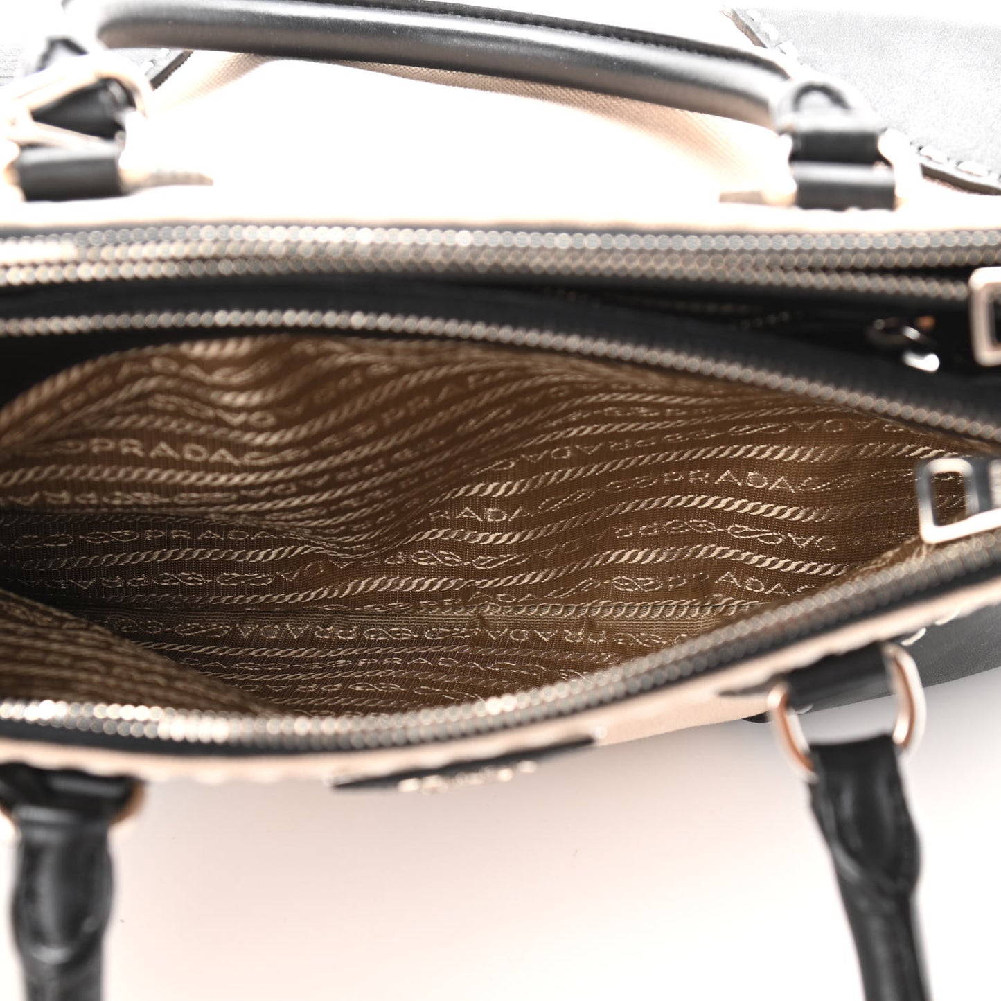 Canvas Calfskin Small City Stitch Tote Black