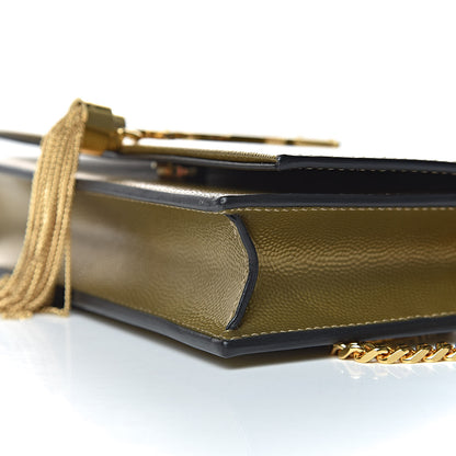 Saint Laurent Metallic Grain De Poudre Kate Monogram Tassel Chain Wallet Gold 11 of 11