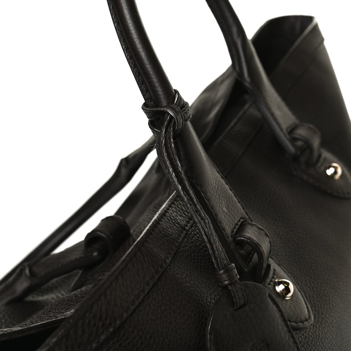 Calfskin Large Web Heritage Tote Dark Brown