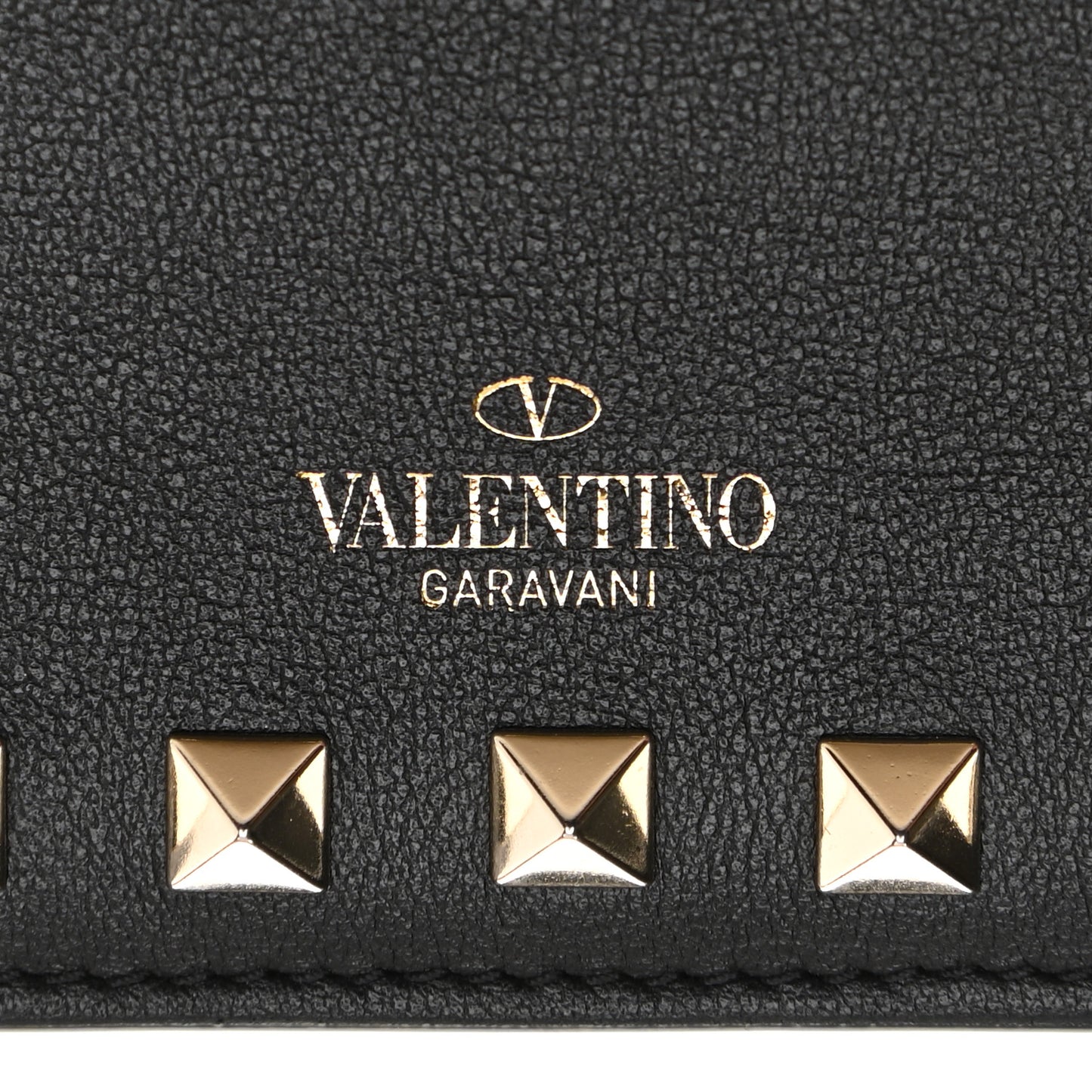 Calfskin Rockstud Phone Case With Chain Black