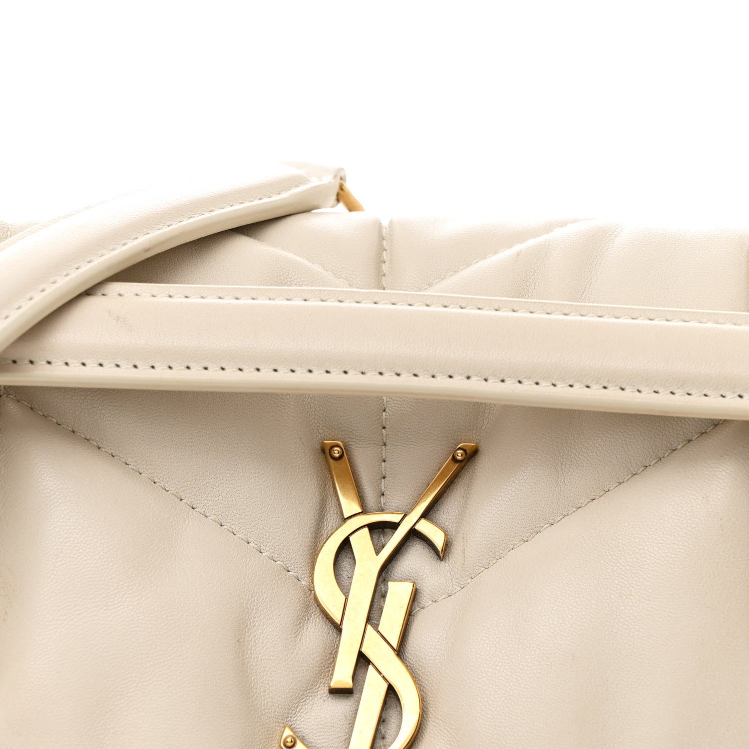 Saint Laurent Lambskin Quilted Small Loulou Puffer Monogram Chain Satchel Crema Soft 8 of 12