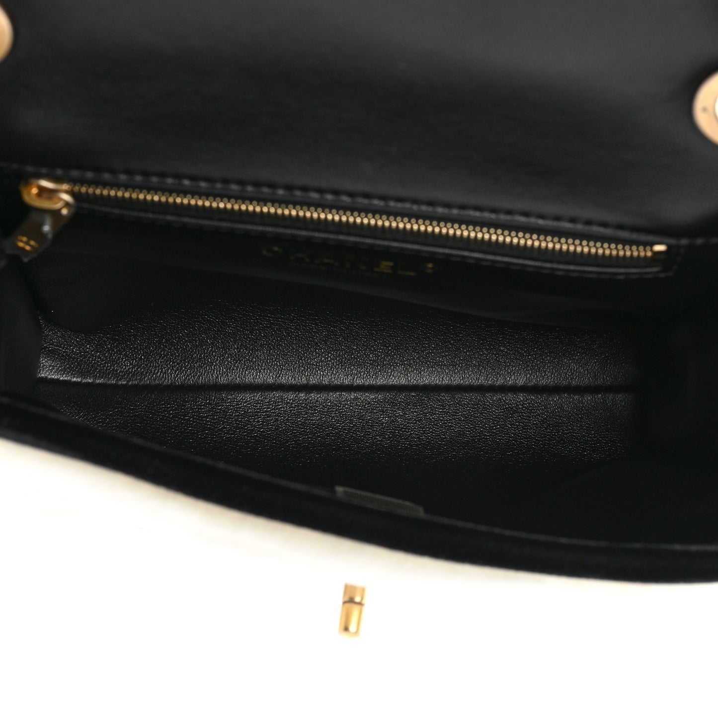 Shearling Checkered Flap Bag Black White