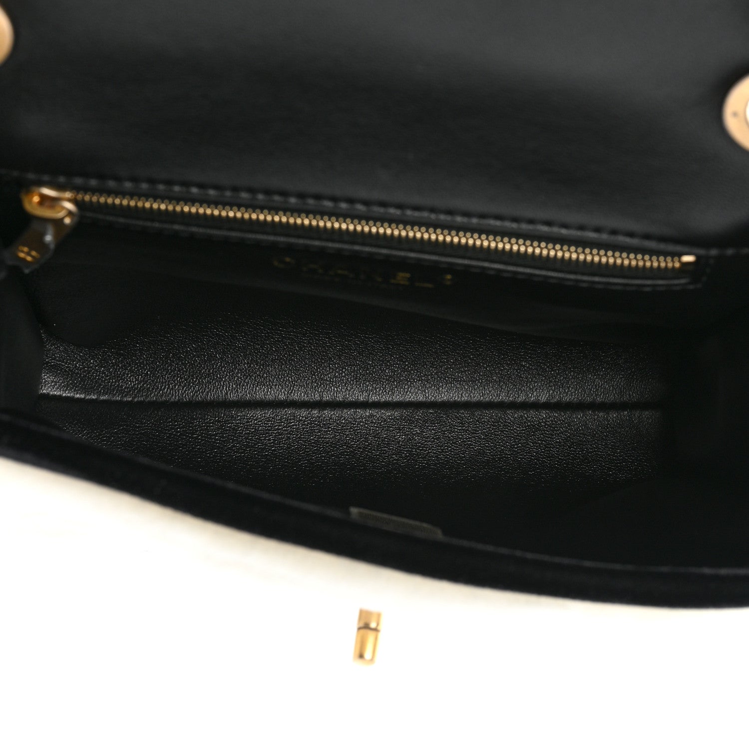 Chanel Shearling Checkered Flap Bag Black White 5 of 8