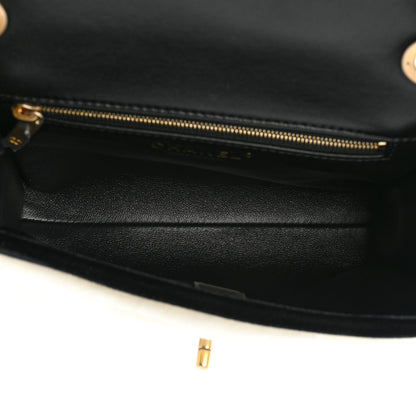 Chanel Shearling Checkered Flap Bag Black White 5 of 8