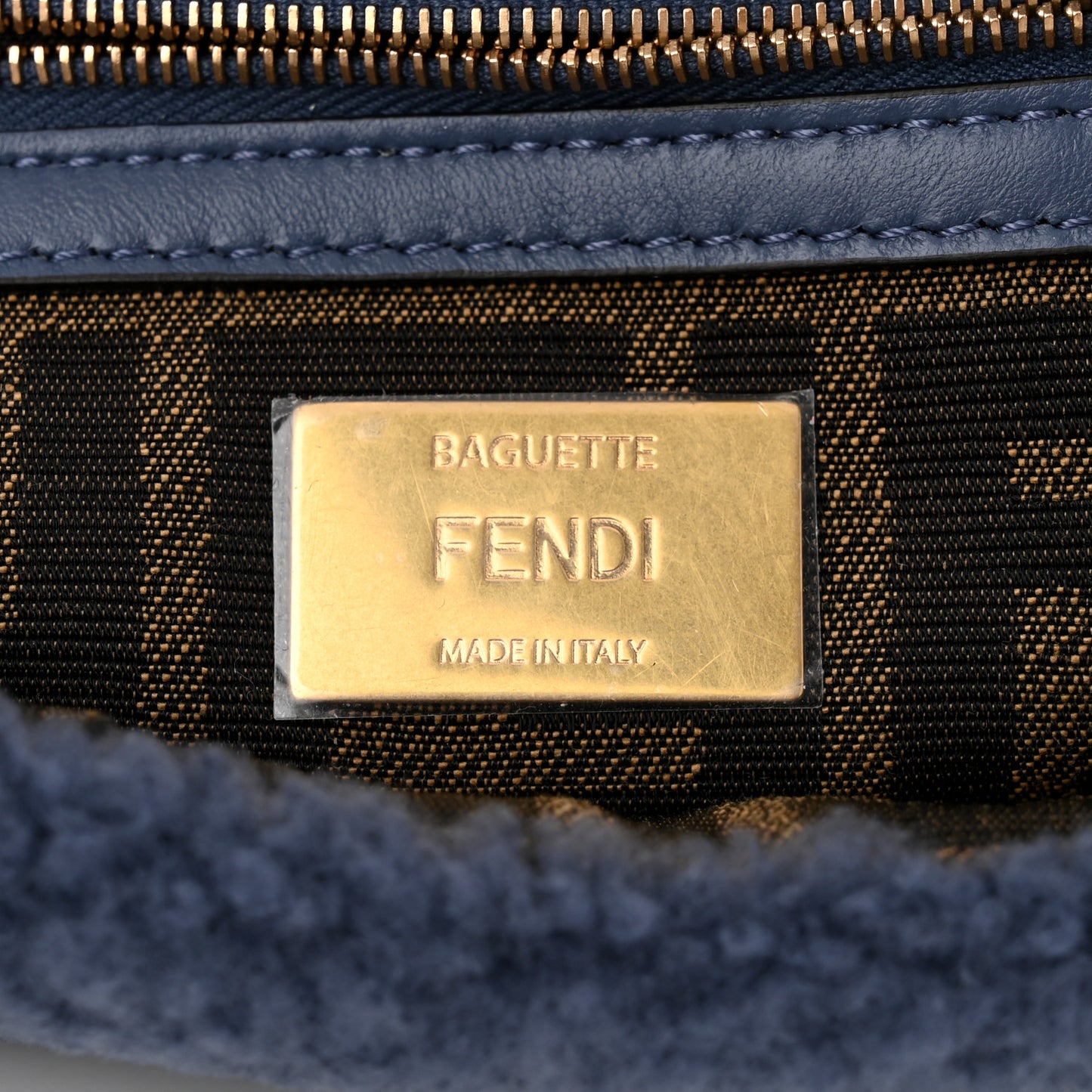 Shearling Lambskin FF Midi Chain Baguette Mirto