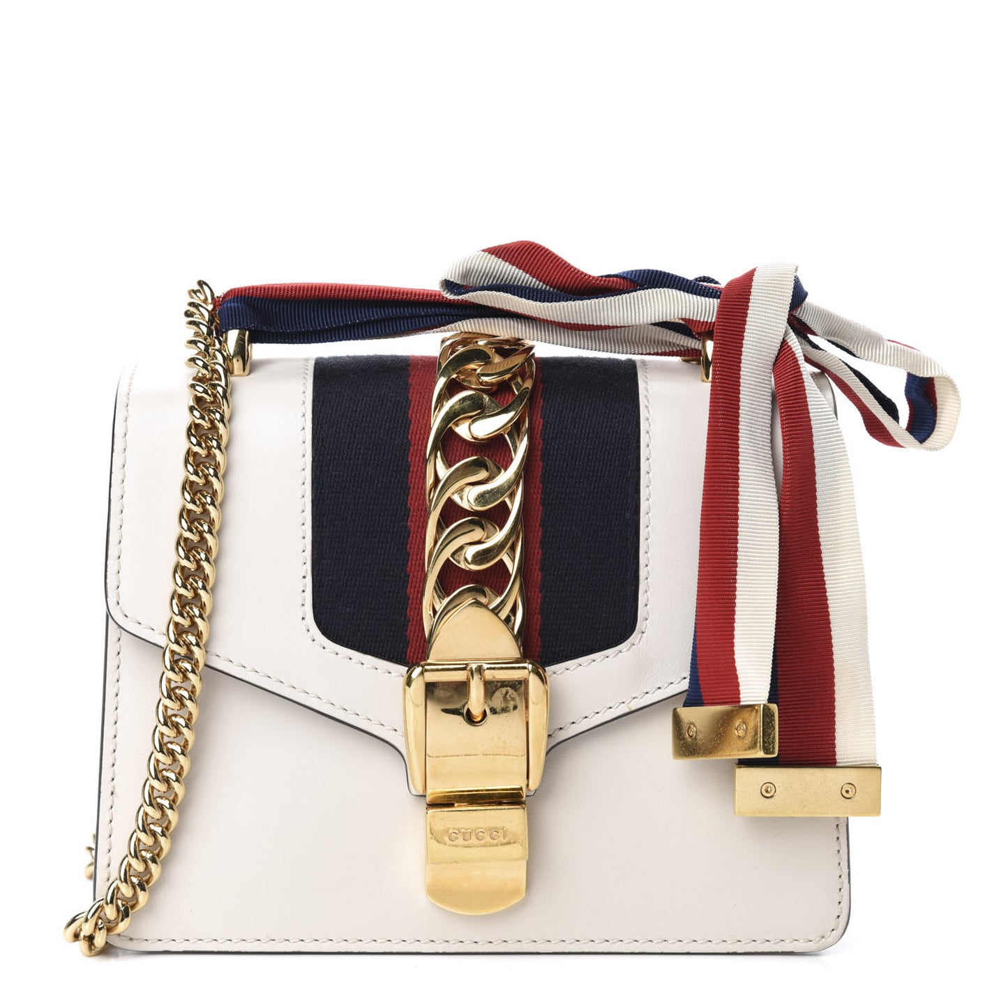 Calfskin Mini Sylvie Chain Shoulder Bag White