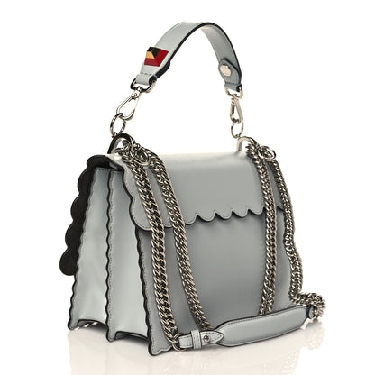 Fendi Vitello Liberty Scalloped Spike Studded Kan I Shoulder Bag Grigio Perla Multicolor 2 of 8