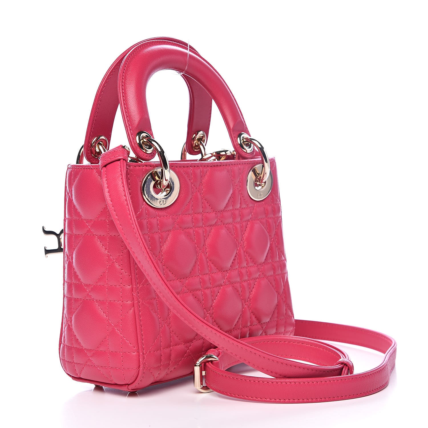 Christian Dior Lambskin Cannage Mini Lady Dior Fuchsia 3 of 10