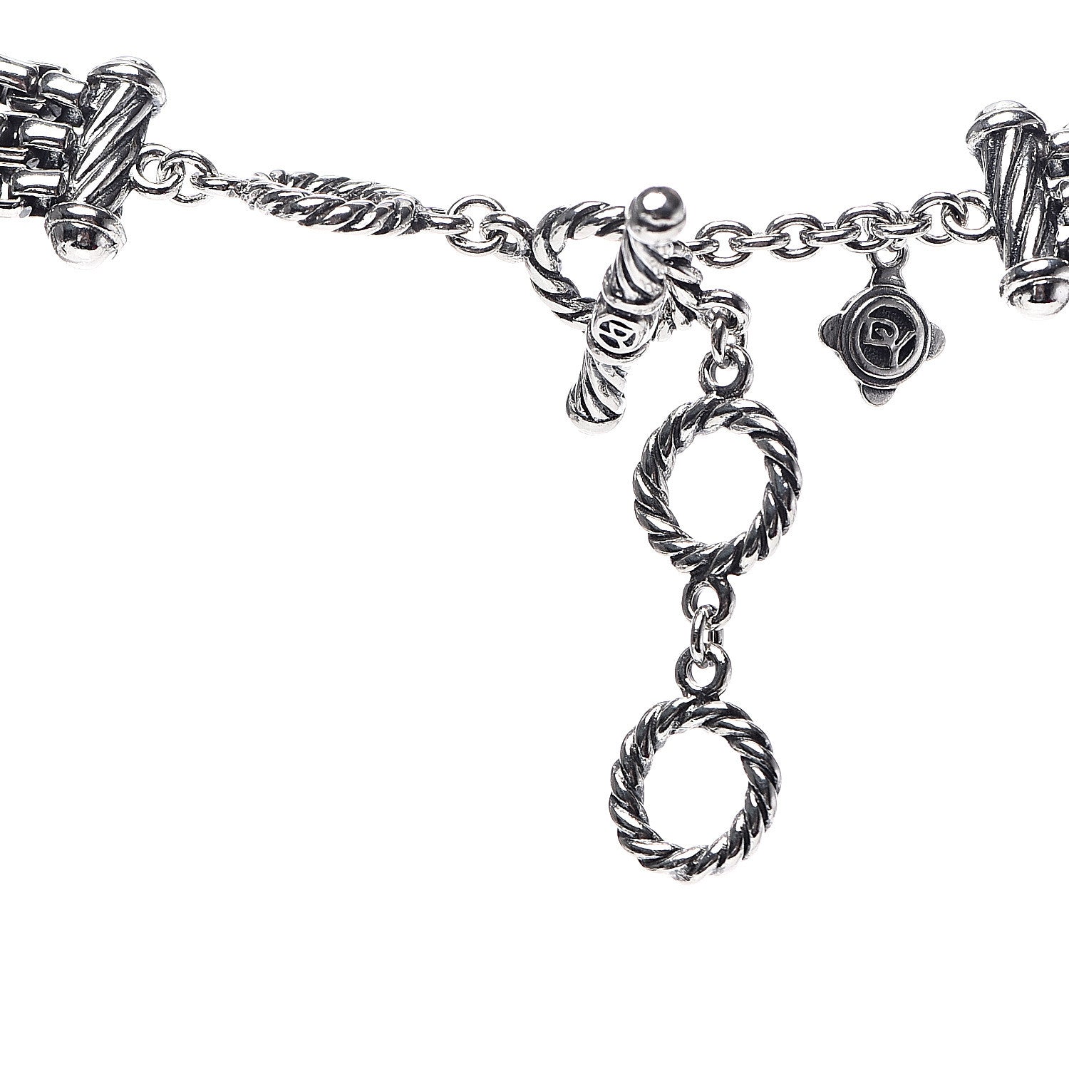 David Yurman Sterling Silver Box Chain Three Strand Necklace 4 of 5