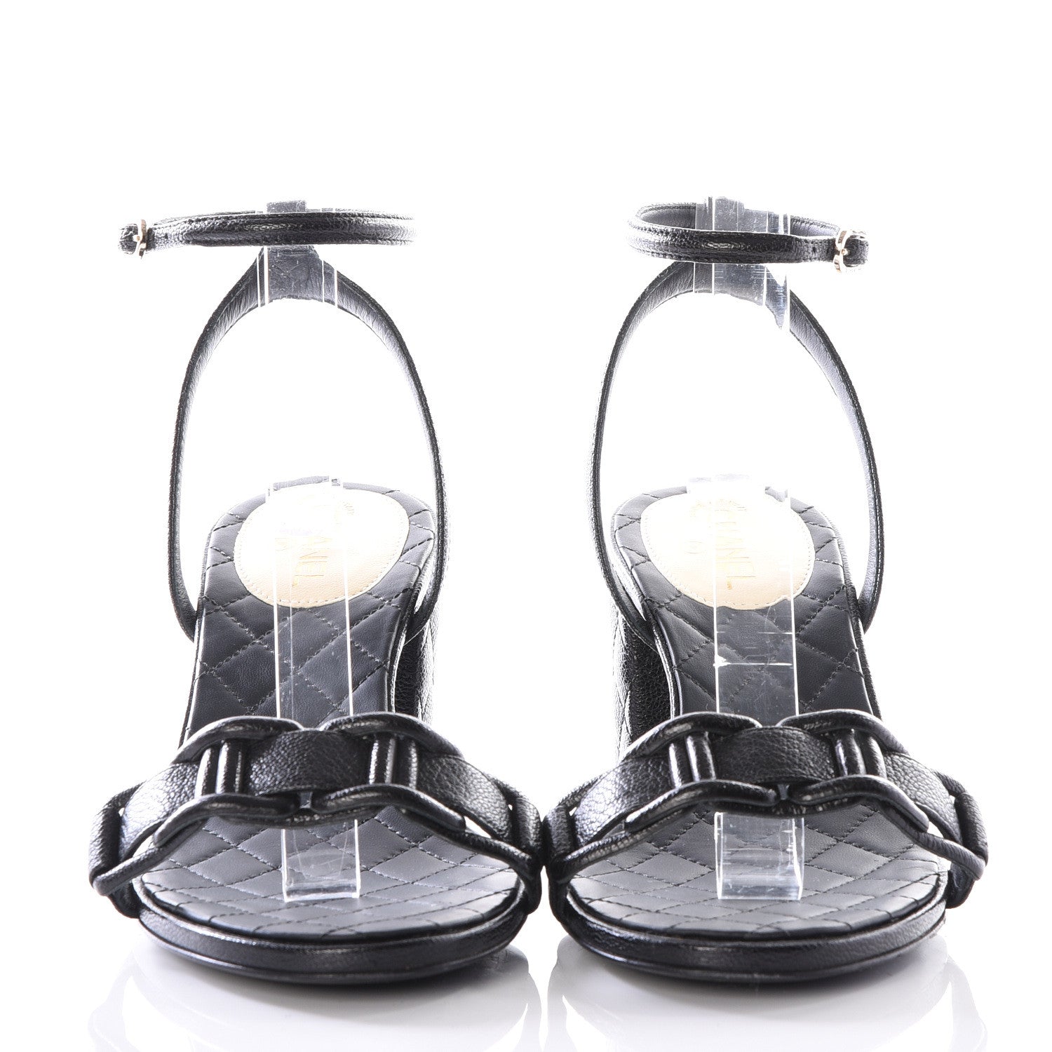 Chanel Grained Calfskin Quilted Sandals 35.5 Black 3 of 10