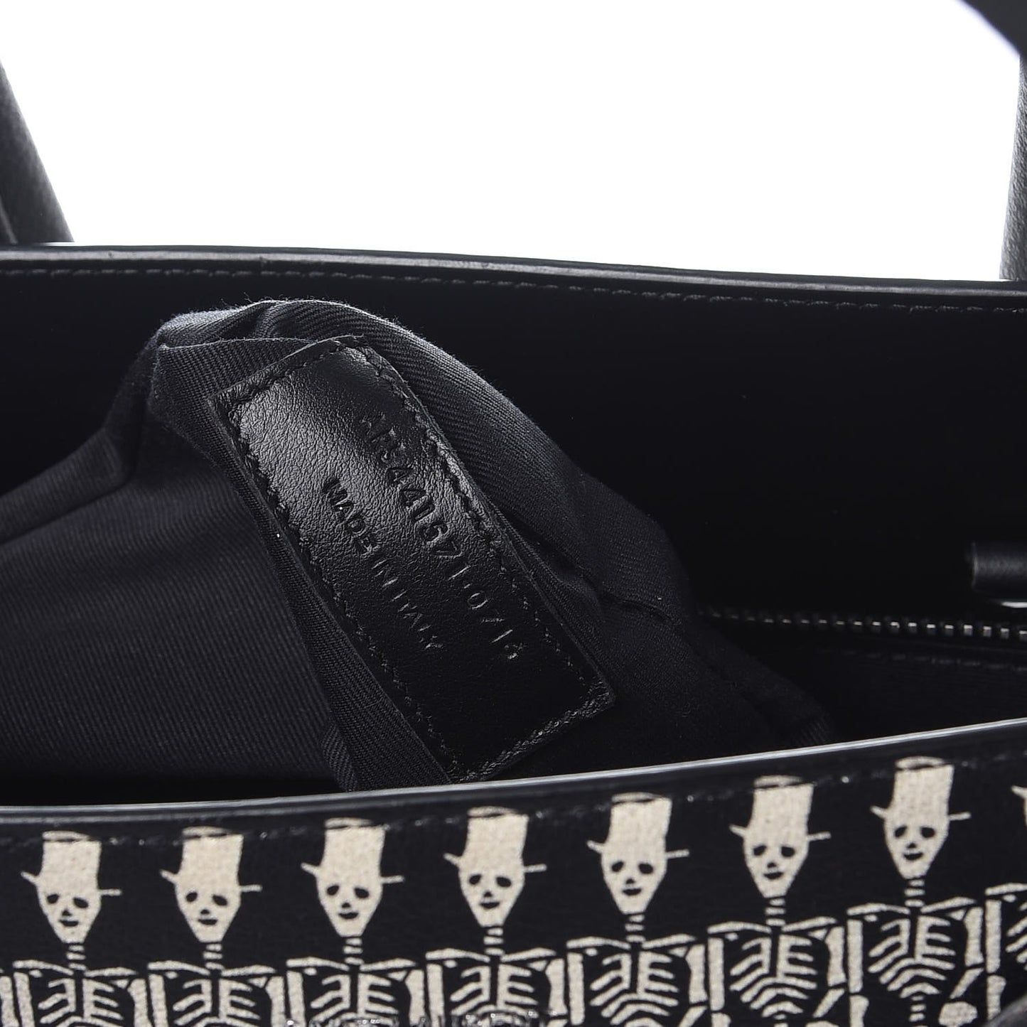Calfskin Skeleton Print Large Sac De Jour Black