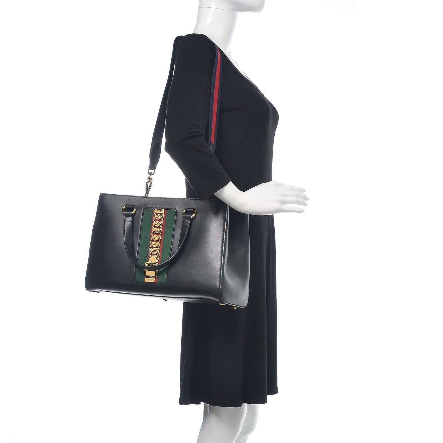 Gucci Calfskin Large Sylvie Top Handle Tote Black 2 of 10