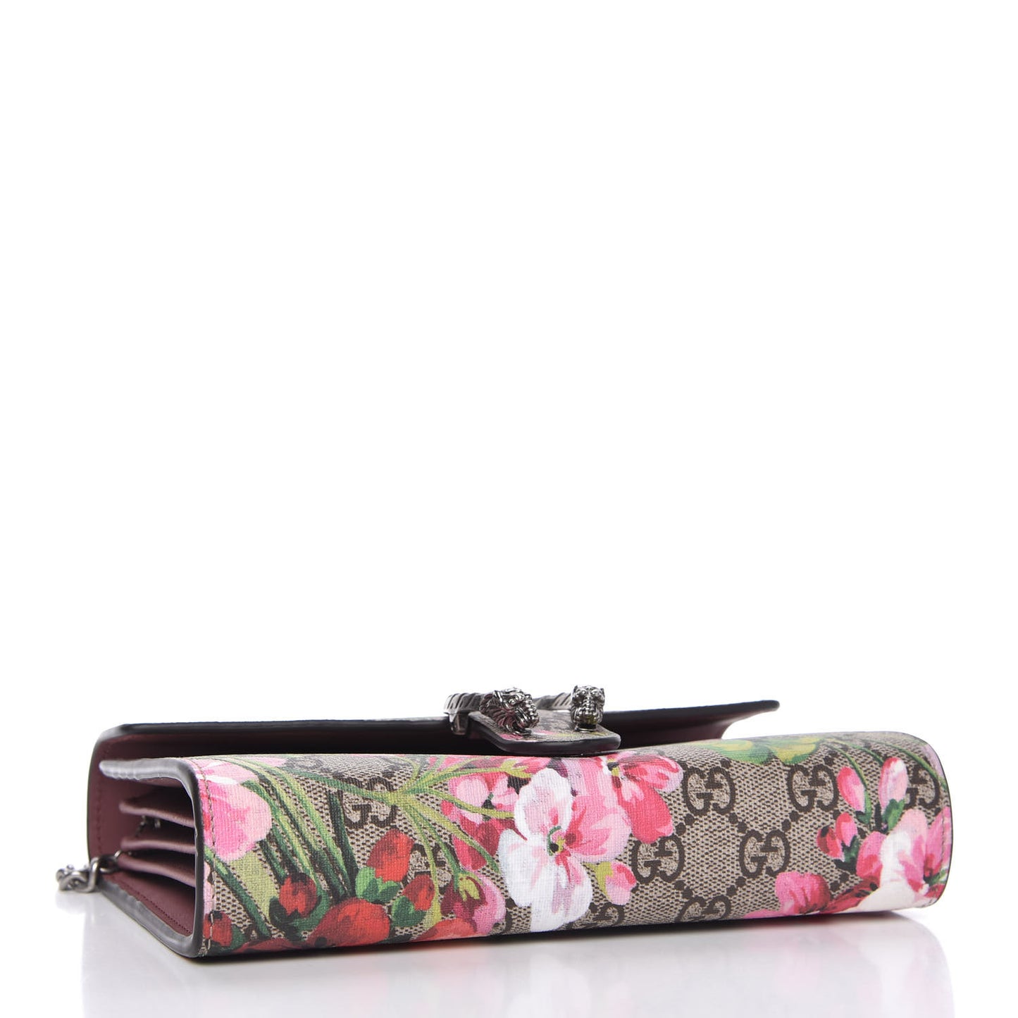 GG Supreme Monogram Blooms Mini Dionysus Chain Wallet Beige Multicolor Dry Rose