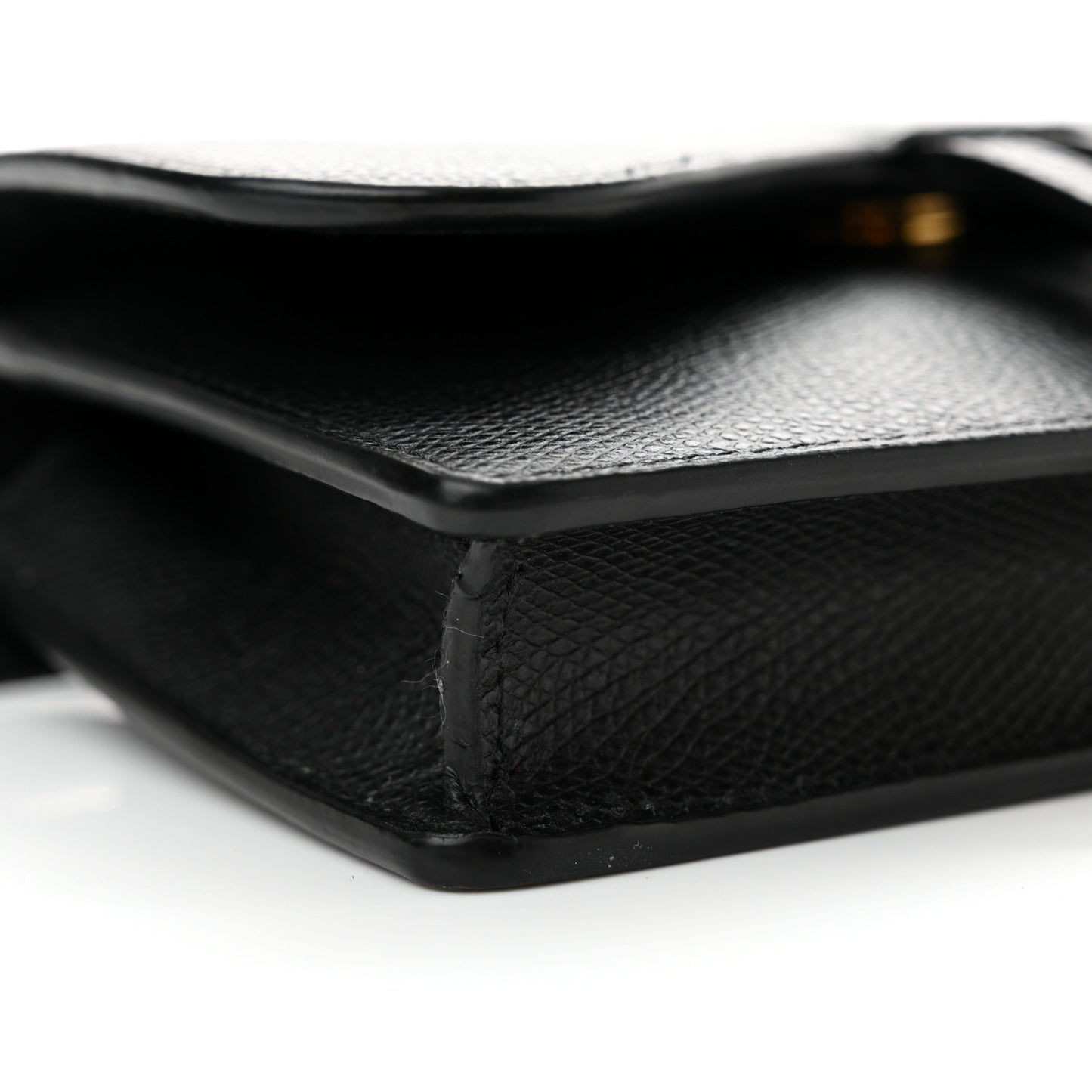Grained Calfskin Saddle Belt Clutch Black
