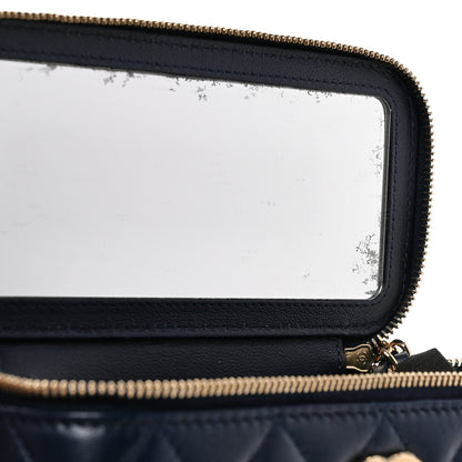 Chanel Lambskin Quilted Small Charming Top Handle Vanity Case With Chain Navy Blue 11 of 11