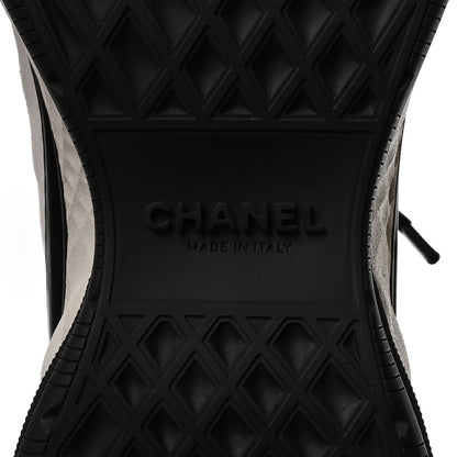 Chanel Fabric Suede Calfskin Sneakers 38 White Black 7 of 8