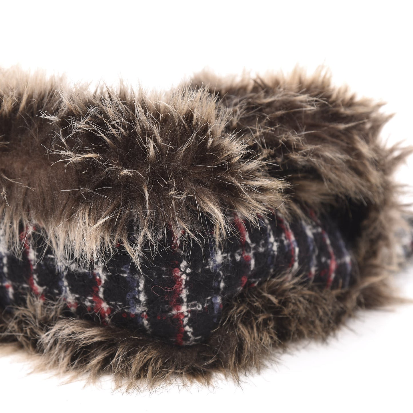Tweed Arctic Fantasy Fur Flap Blue Red