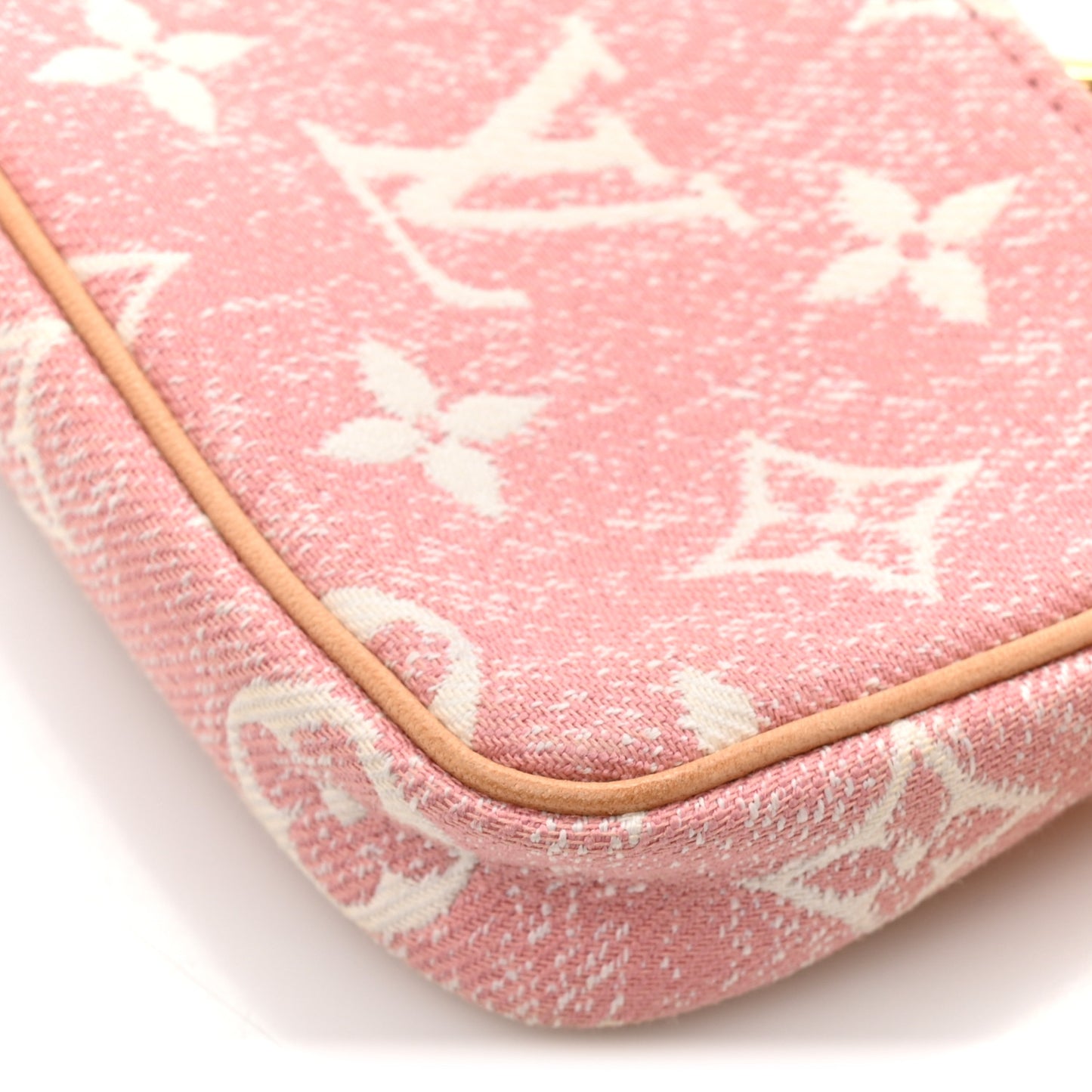 Denim Jacquard Monogram Micro Pochette Accessories Rose