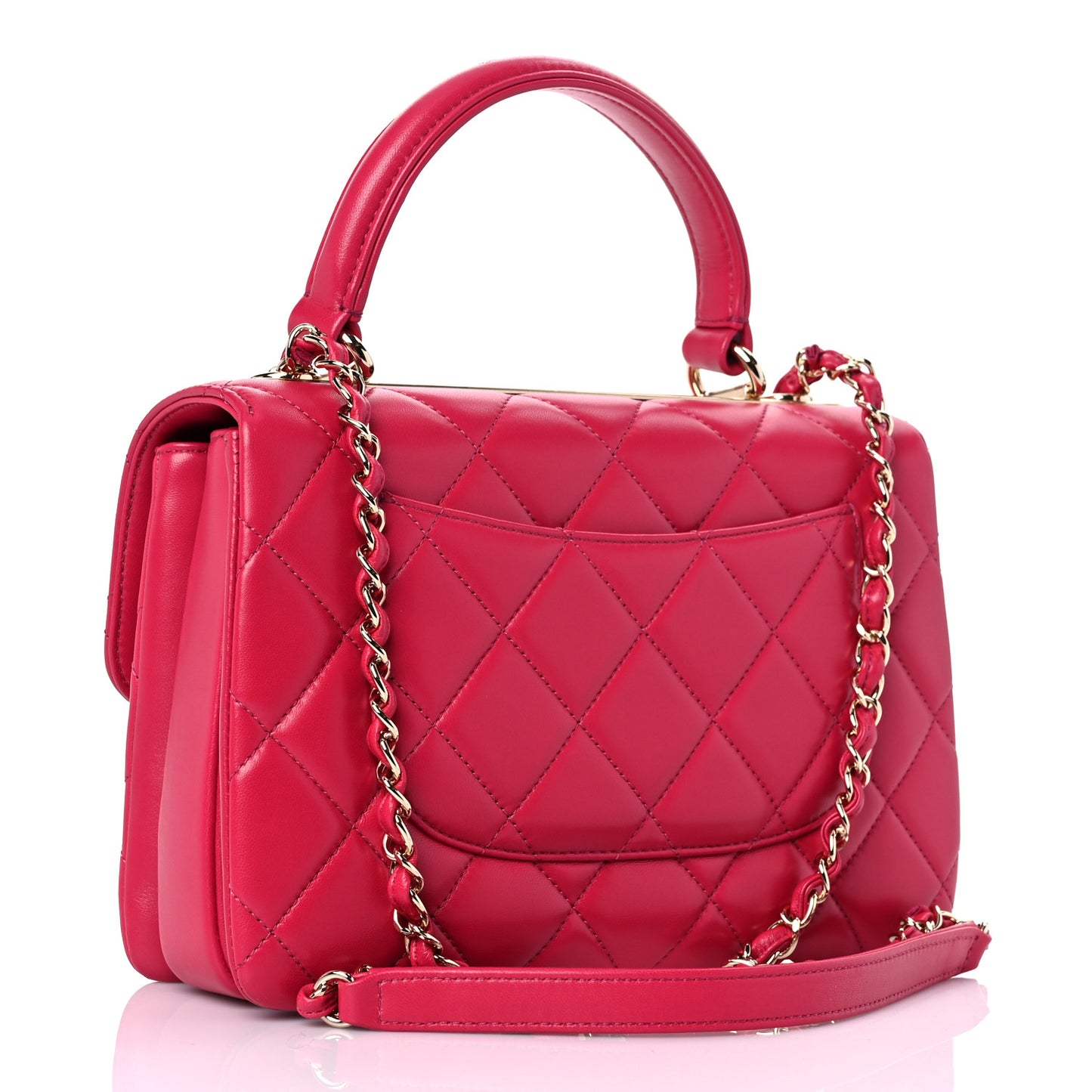 Lambskin Quilted Small Trendy CC Flap Dual Handle Bag Pink